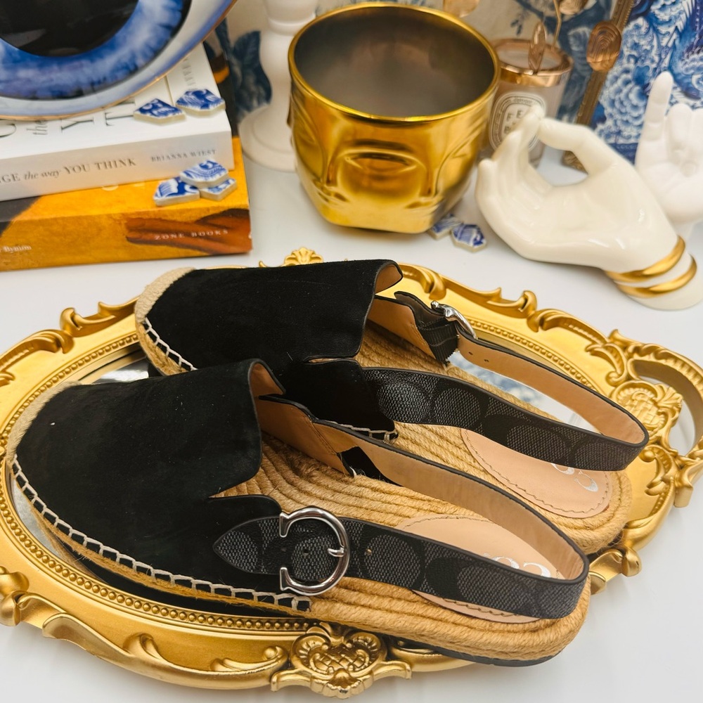 🆕 COACH 🧿 NWOT Black Suede Candice Espadrille - Size US 6 - Picture 6 of 16